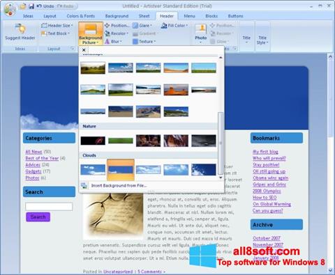 Skärmdump Artisteer för Windows 8