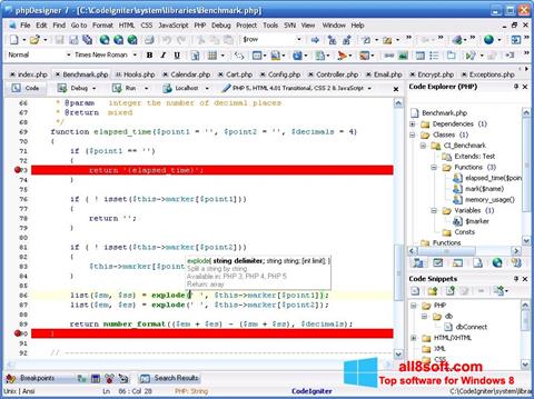 Skärmdump phpDesigner för Windows 8