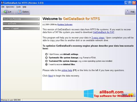Skärmdump GetDataBack för Windows 8