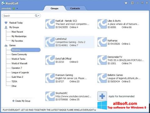 Skärmdump RaidCall för Windows 8