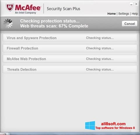 Skärmdump McAfee Security Scan Plus för Windows 8