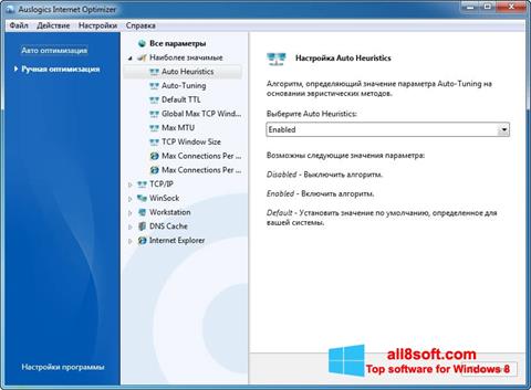 Skärmdump Auslogics Internet Optimizer för Windows 8