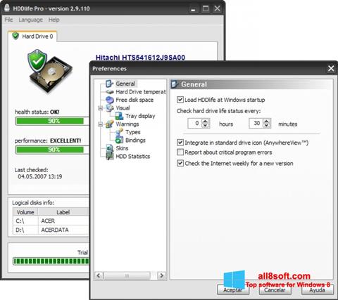 Skärmdump HDDlife för Windows 8