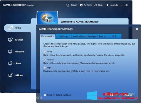 Skärmdump AOMEI Backupper för Windows 8