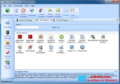 Skärmdump Revo Uninstaller för Windows 8