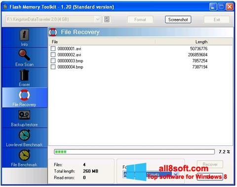 Skärmdump Flash Memory Toolkit för Windows 8