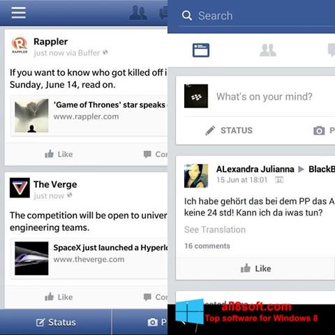 Skärmdump Facebook för Windows 8