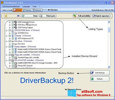 Skärmdump Driver Backup för Windows 8