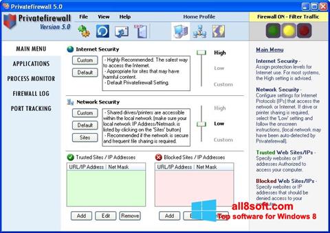 Skärmdump Privatefirewall för Windows 8