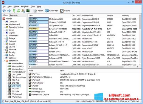 Skärmdump AIDA32 för Windows 8