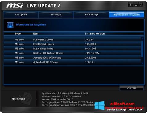 Skärmdump MSI Live Update för Windows 8